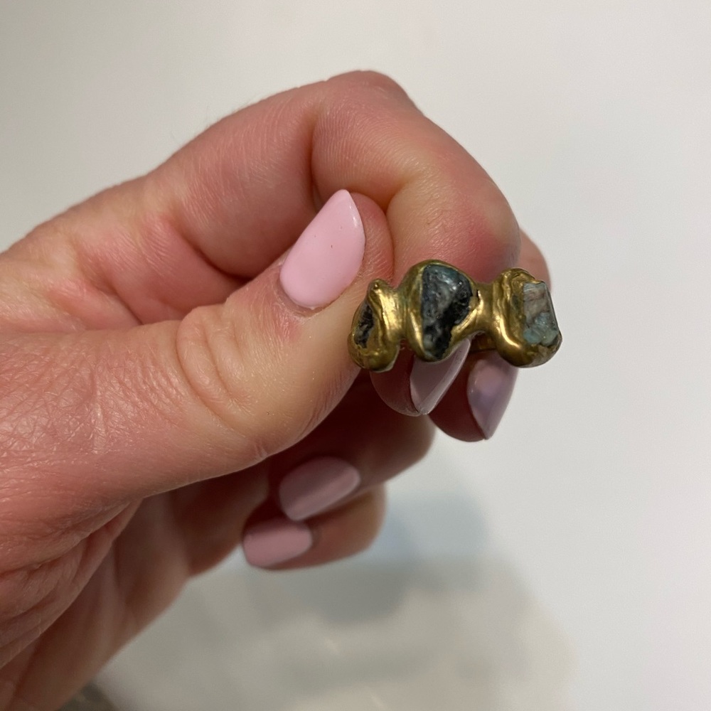 Anthropologie gold turquoise raw stones ring 6